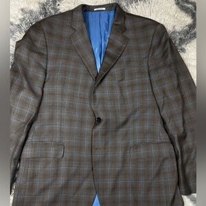 Peter Millar Flynn Classic Fit Check Wool 2-Button Sport Coat Blazer Size 46R